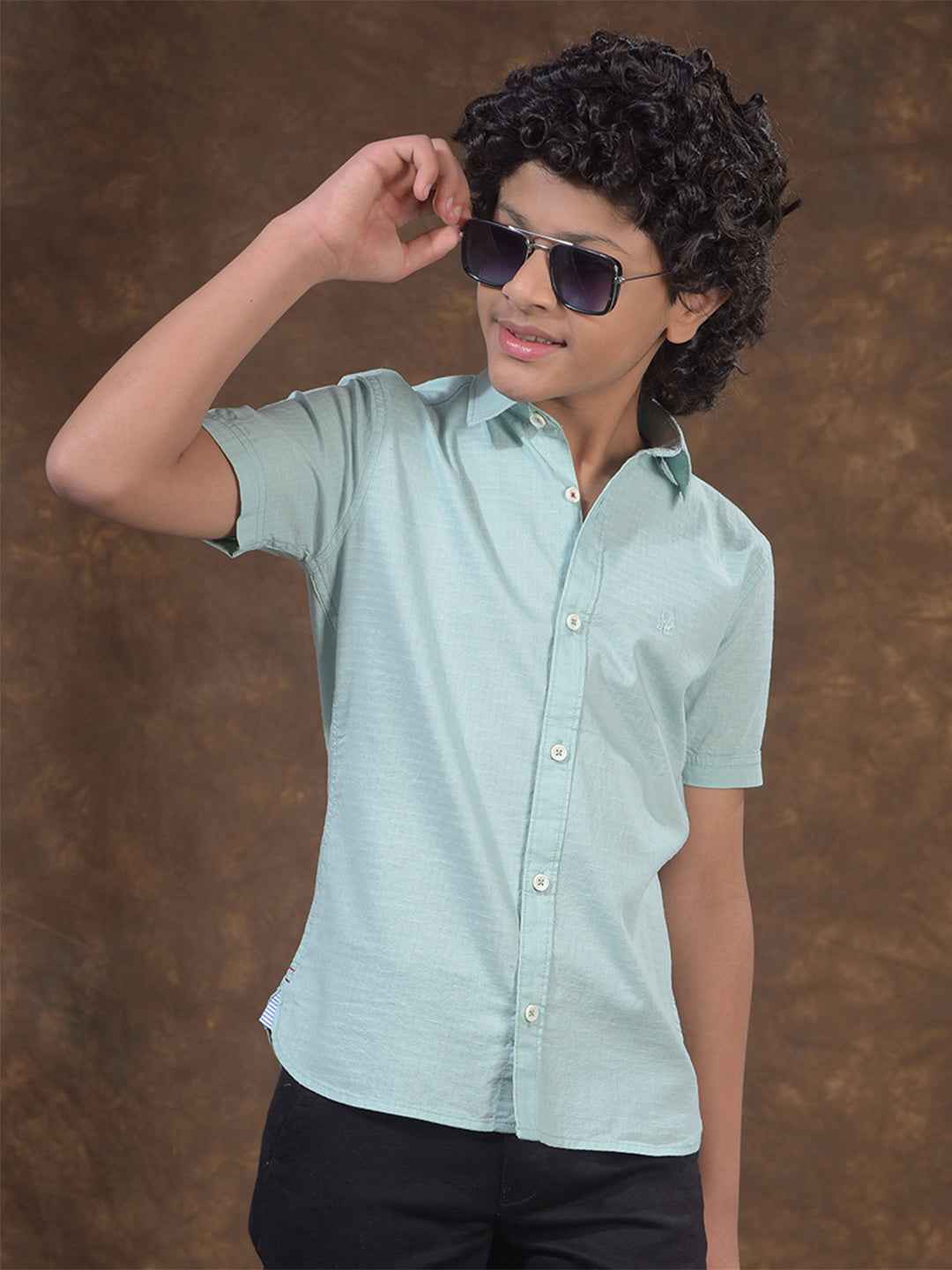 Peach Textured Casual Shirt