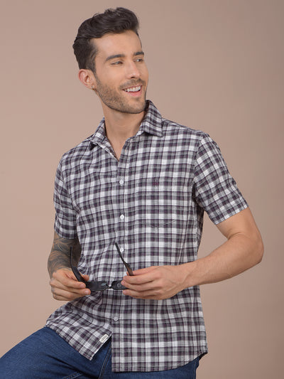 Purple Checked 100% Cotton Shirt