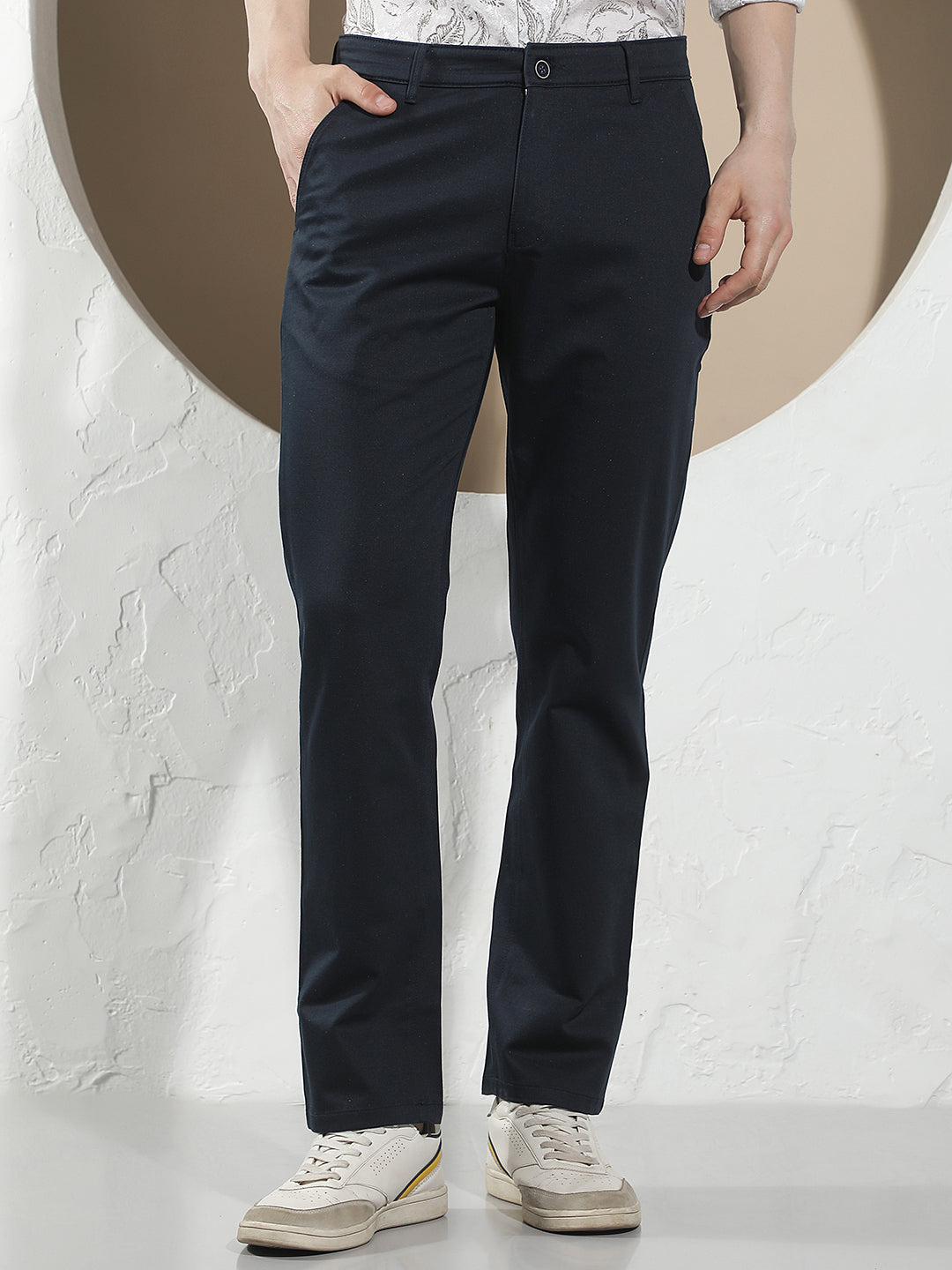 Navy Blue Chino Straight Trousers