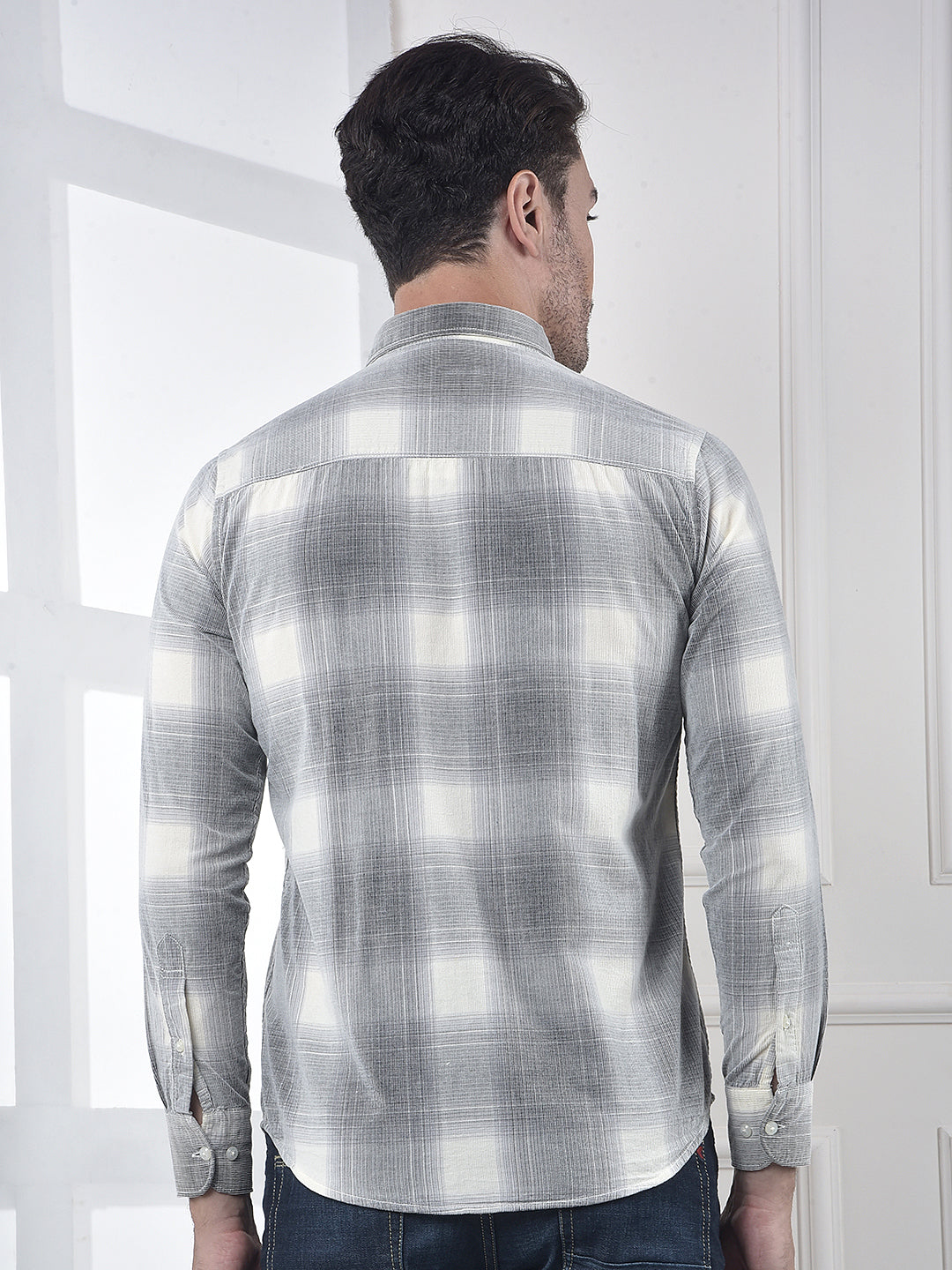 Grey Checked 100% Cotton Shirt