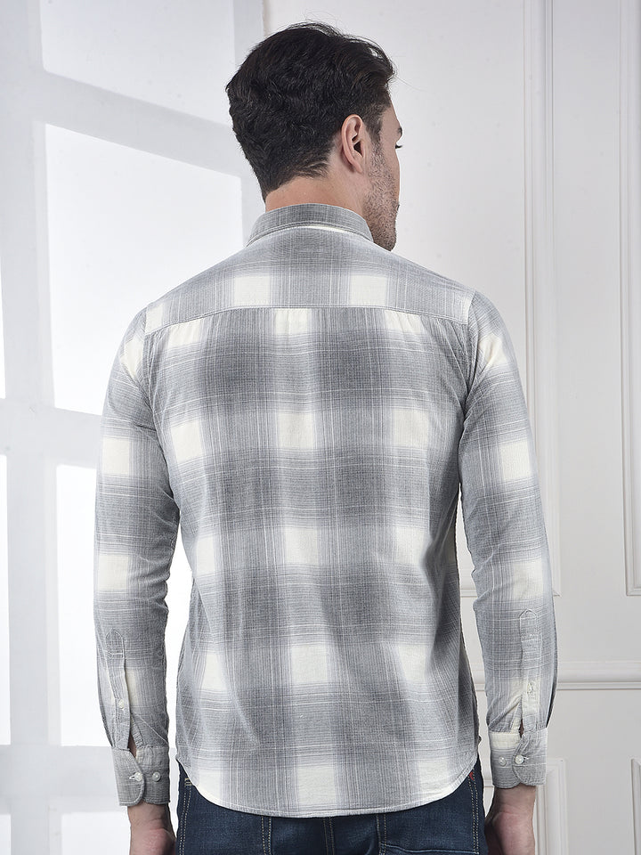 Grey Checked 100% Cotton Shirt