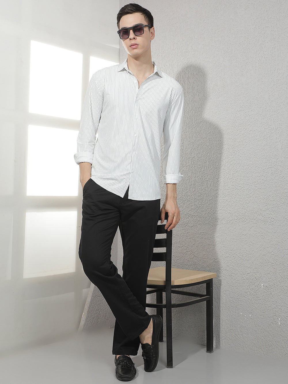 Sleek Obsidian Black Straight Trousers