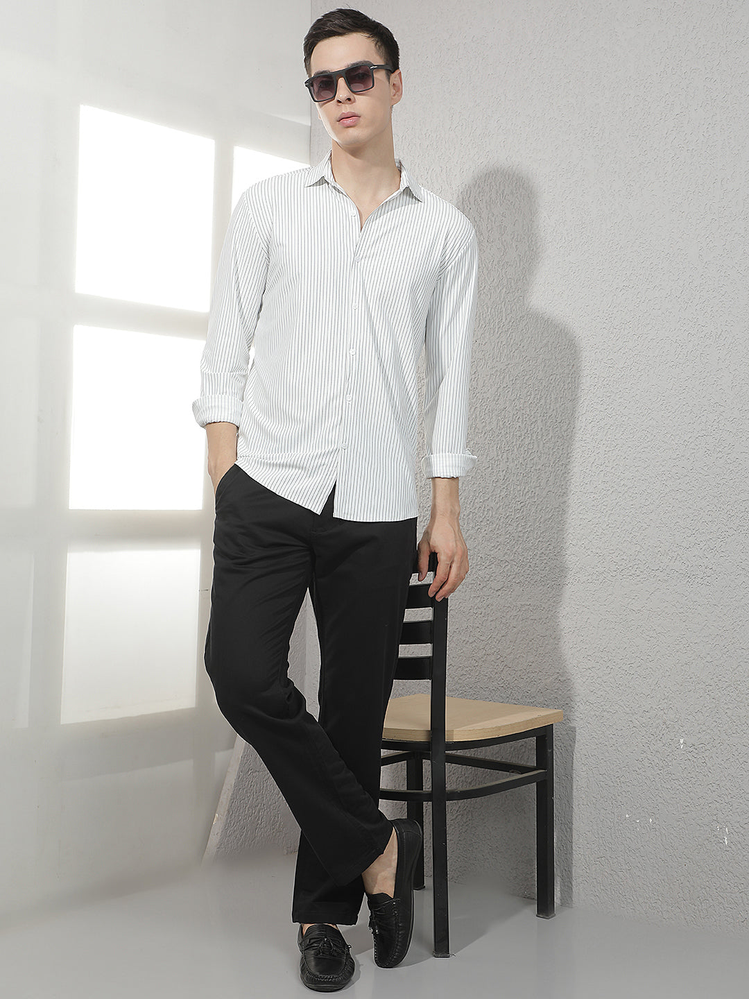 Sleek Obsidian Black Straight Trousers