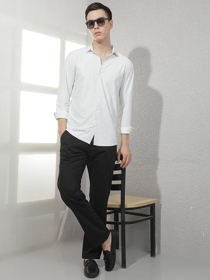 Sleek Obsidian Black Straight Trousers