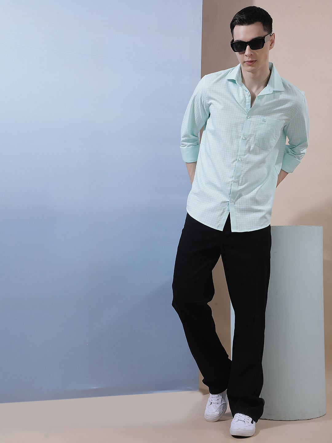 Green Micro Print Shirt