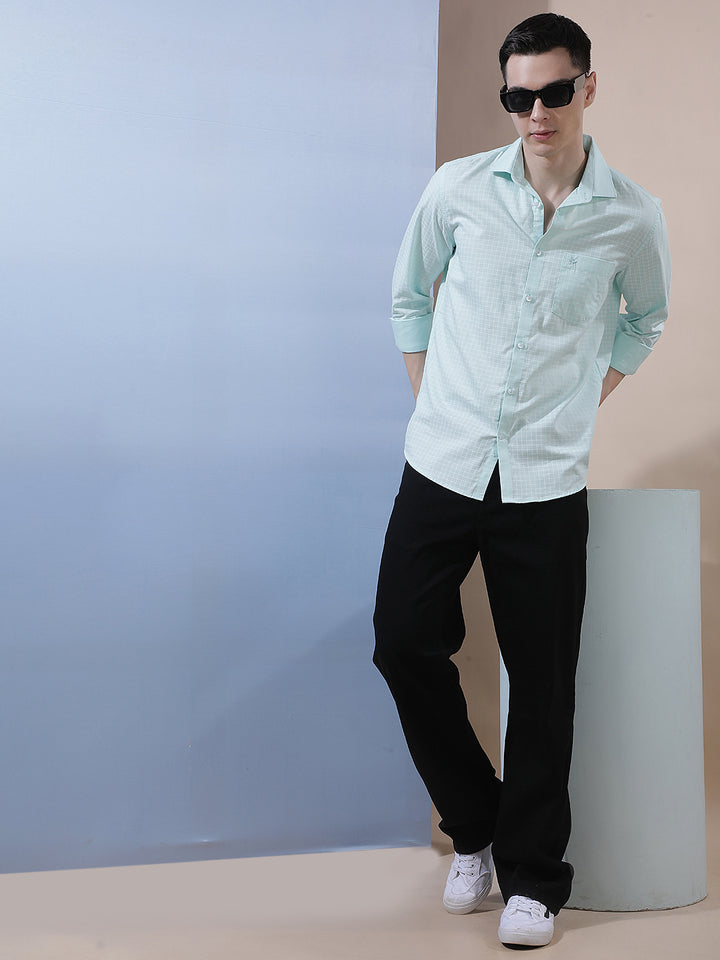 Green Micro Print Shirt