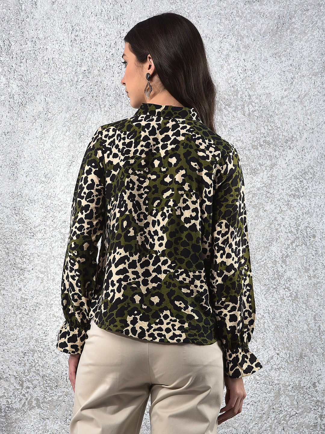 Olive Leopard Print Shirt