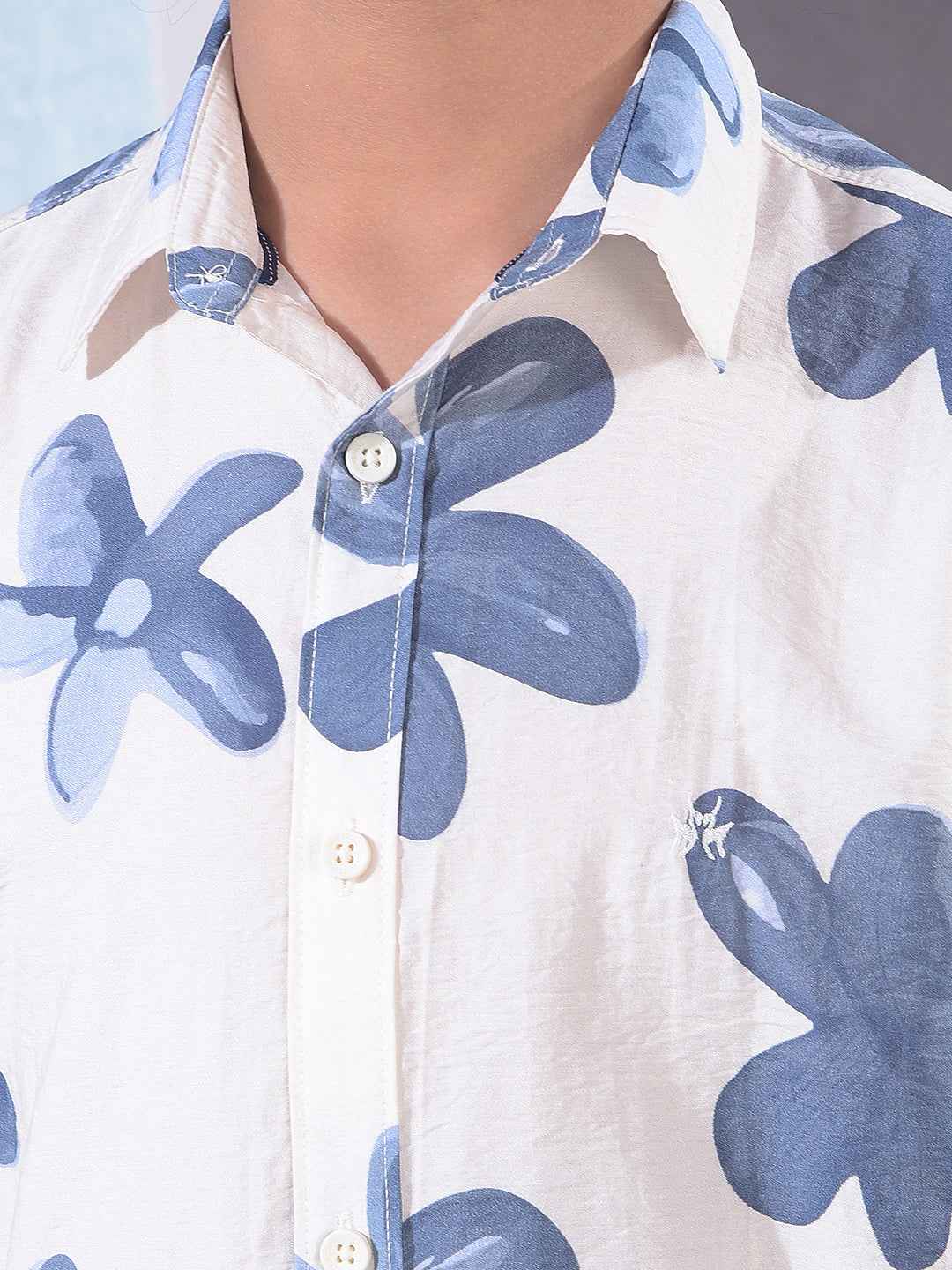 Blue Floral Print Shirt