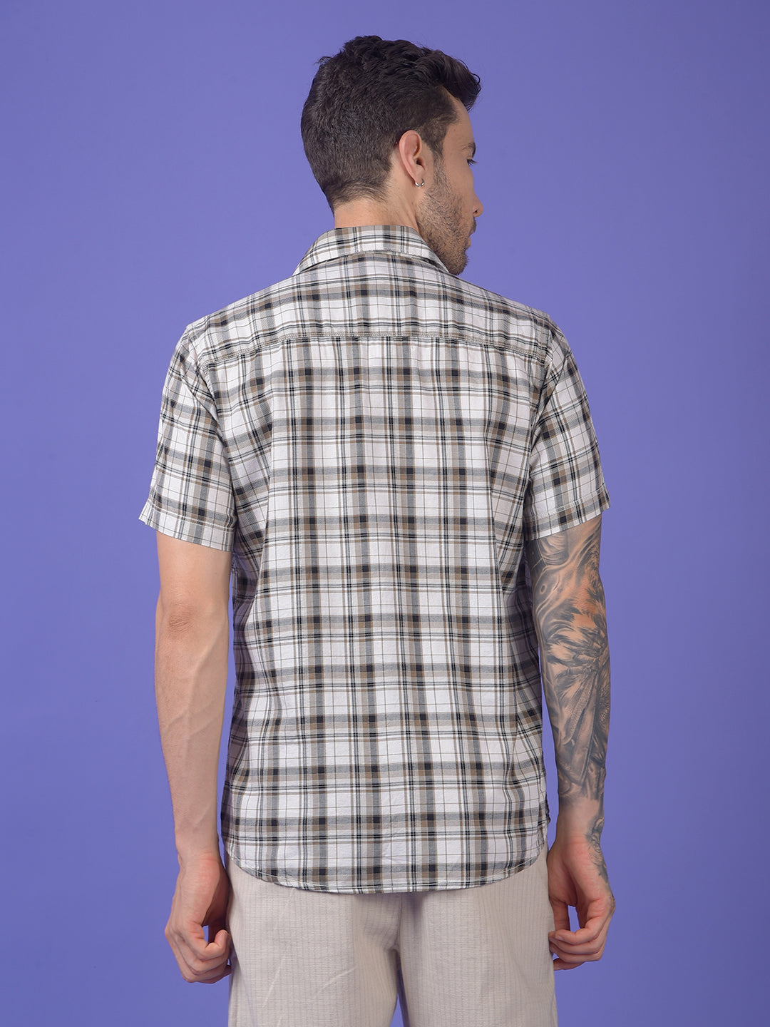 Olive Checked 100% Cotton Shirt