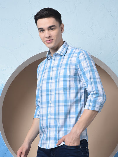 Blue Checked 100% Cotton Shirt