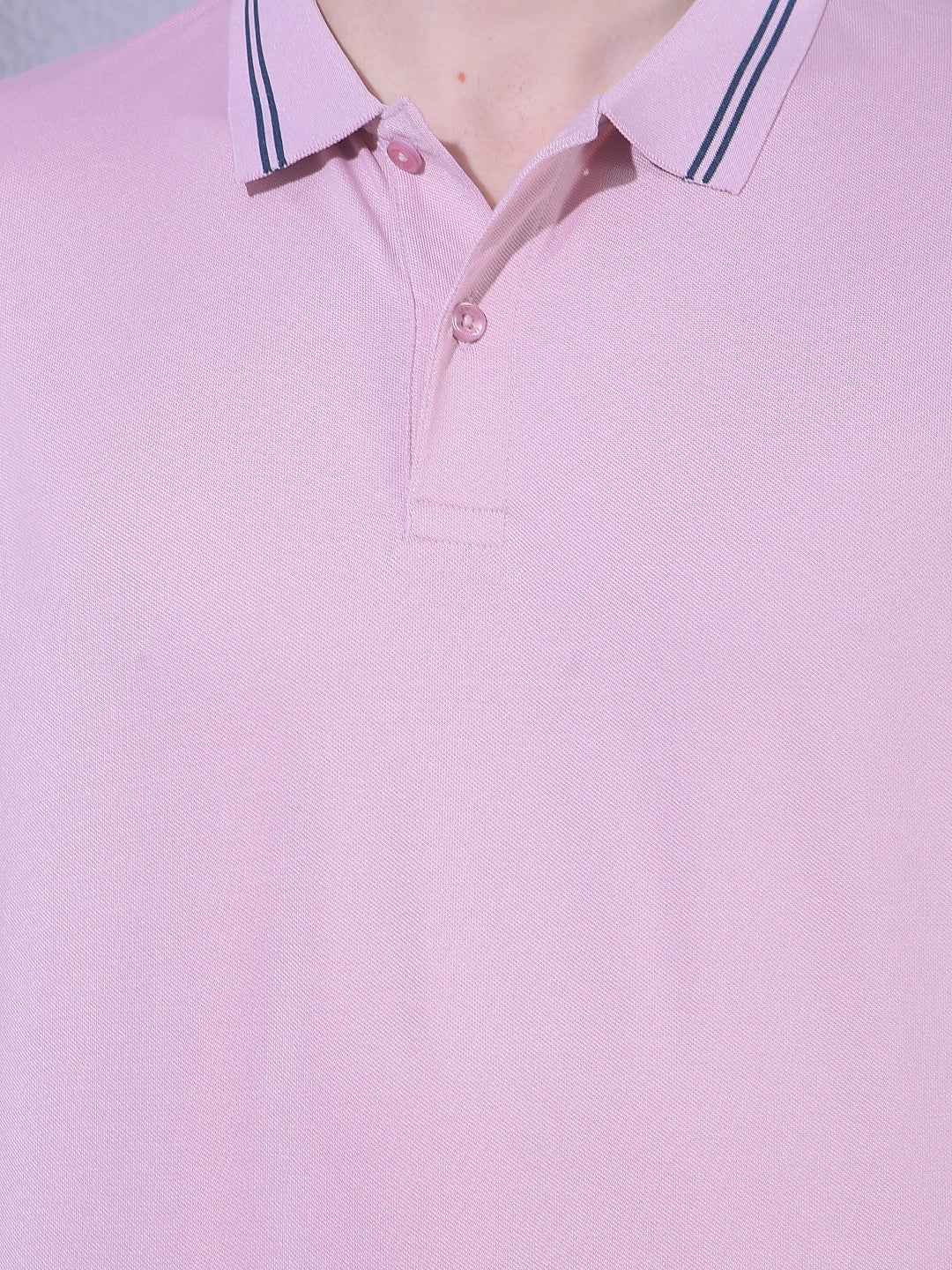 Pink Polo Neck T-Shirt