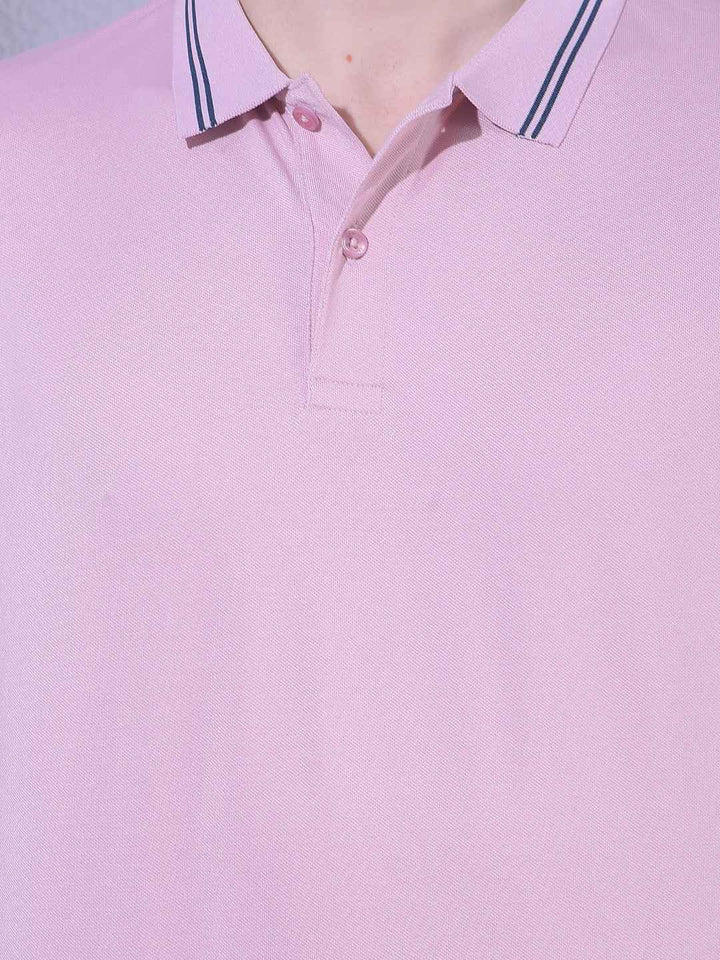 Pink Polo Neck T-Shirt