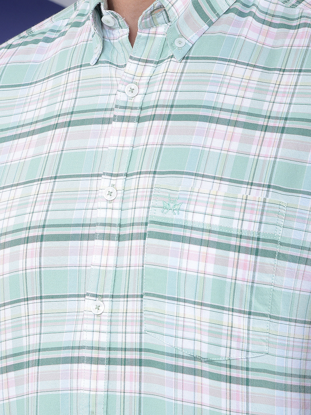 Checked 100% Cotton Green Shirt