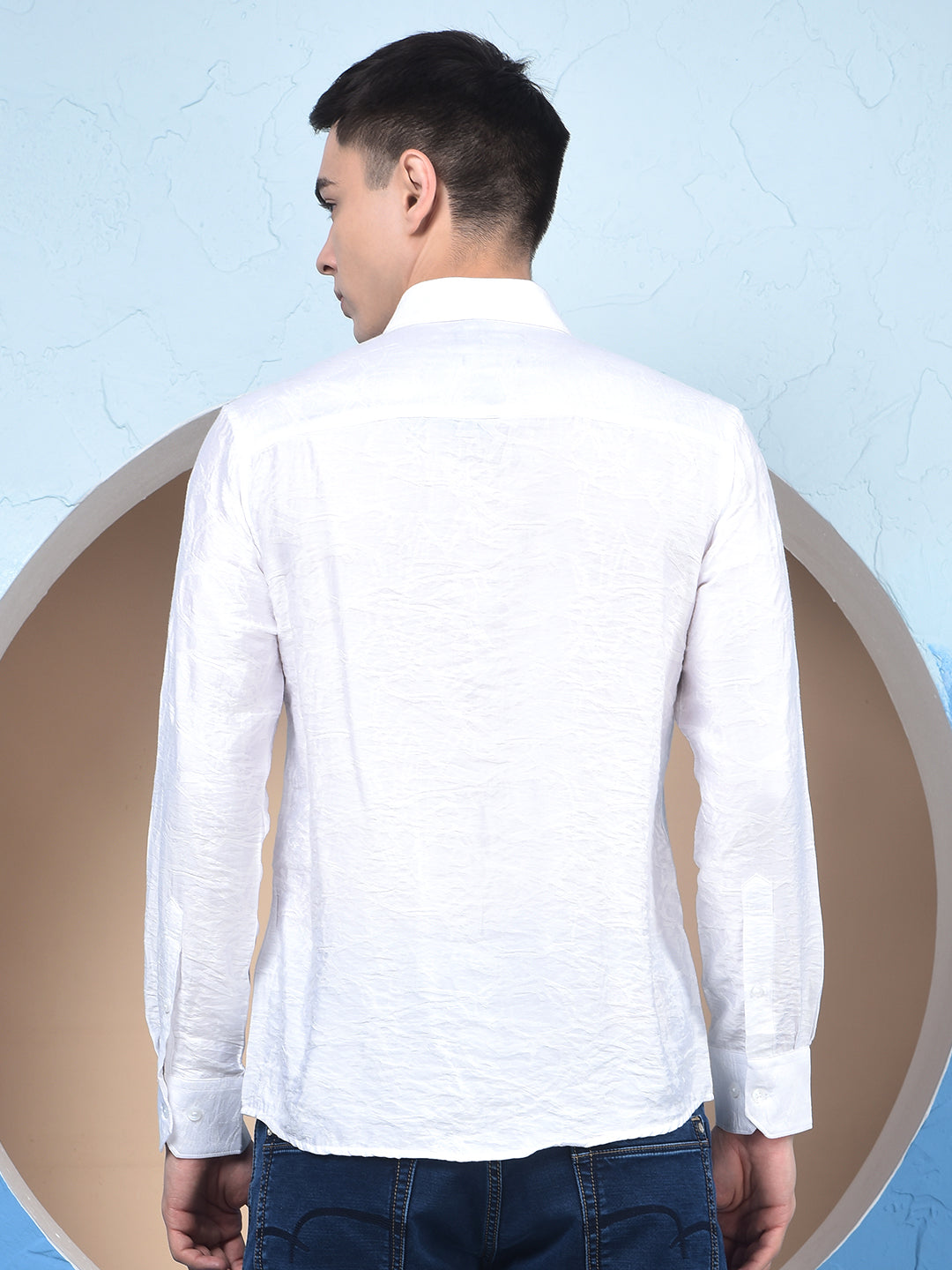 Elite White Formal Jacquard Shirt