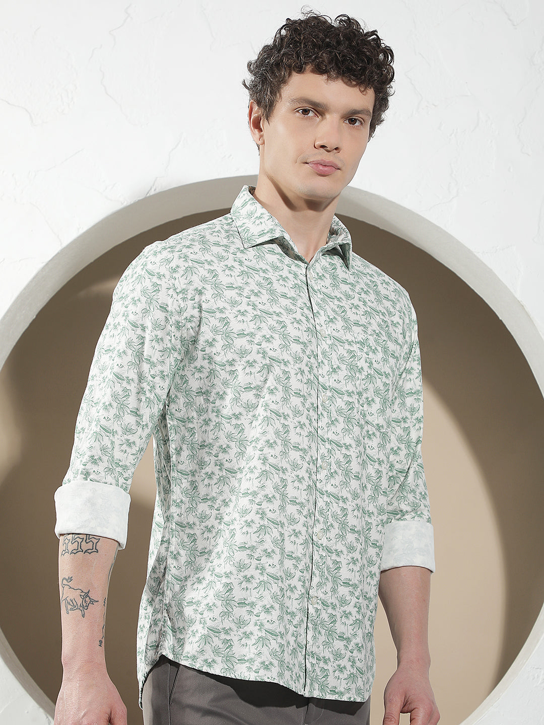 Green Floral Print Shirt