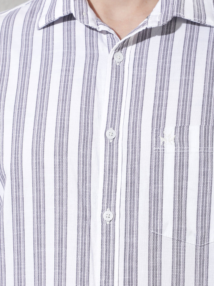 Green 100% Cotton Verical Stripes Shirt