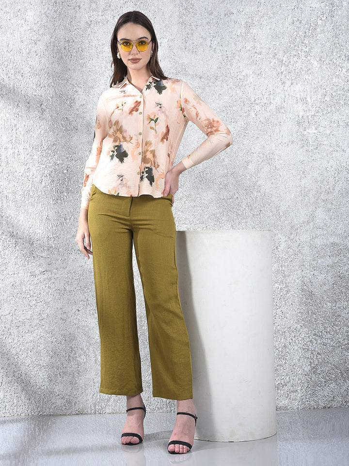 Olive Breeze Wide-Leg Trousers