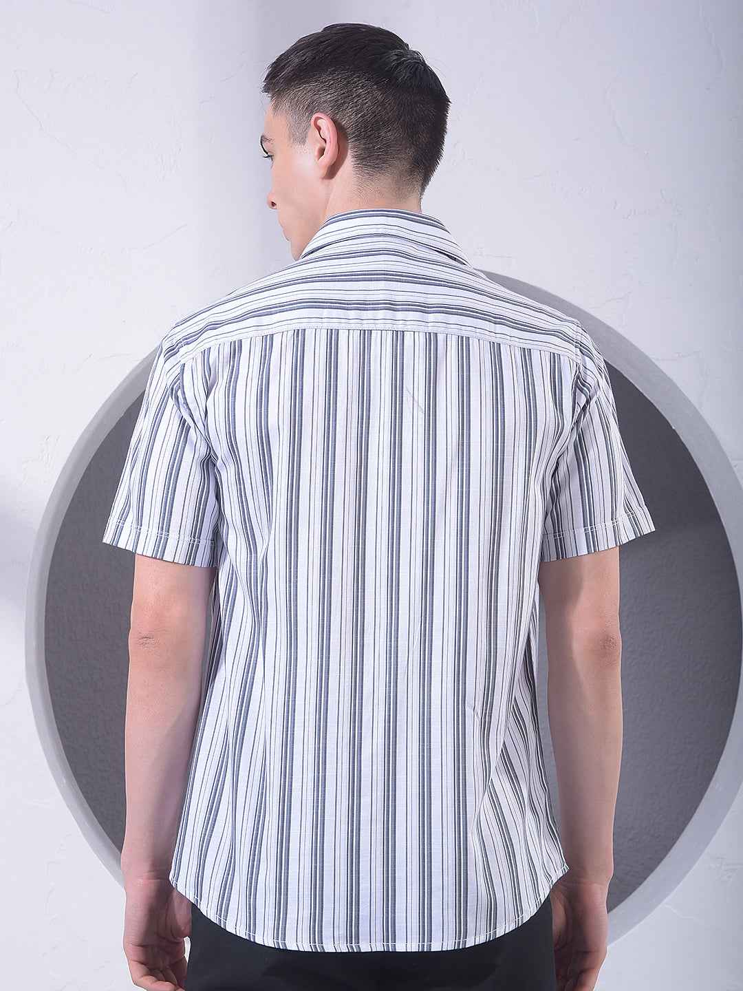 Grey Vertical Striped Shirt