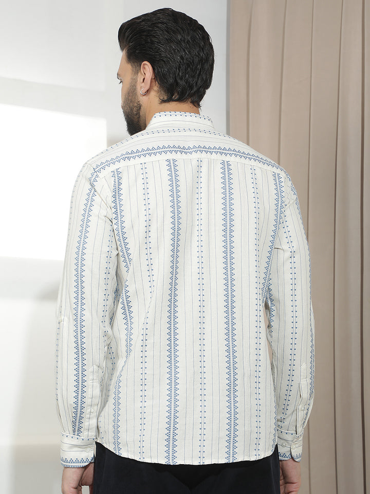 Blue Verical Stripes Shirt