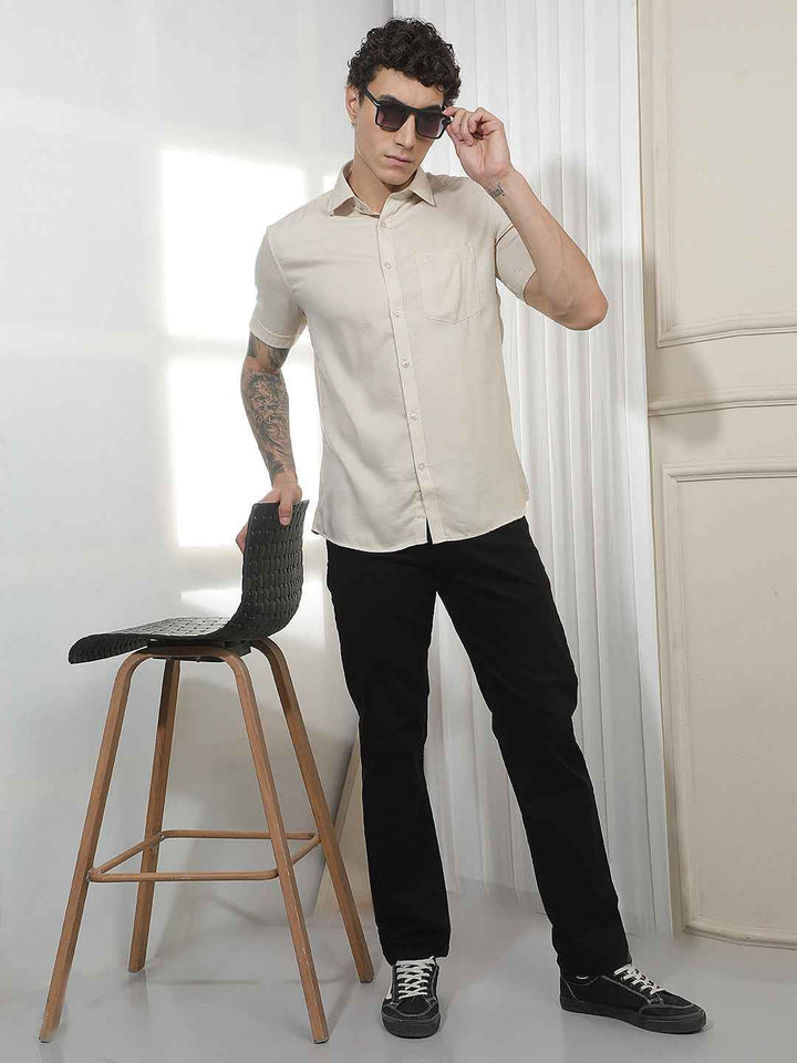 Elegant Beige Casual Shirt