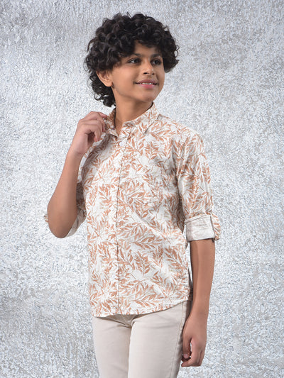 Brown Floral Print 100% Cotton Kurta