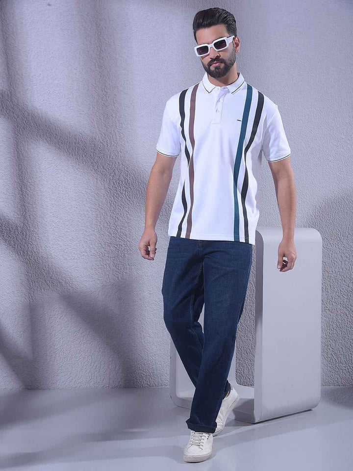 White Vertical Striped T-Shirt