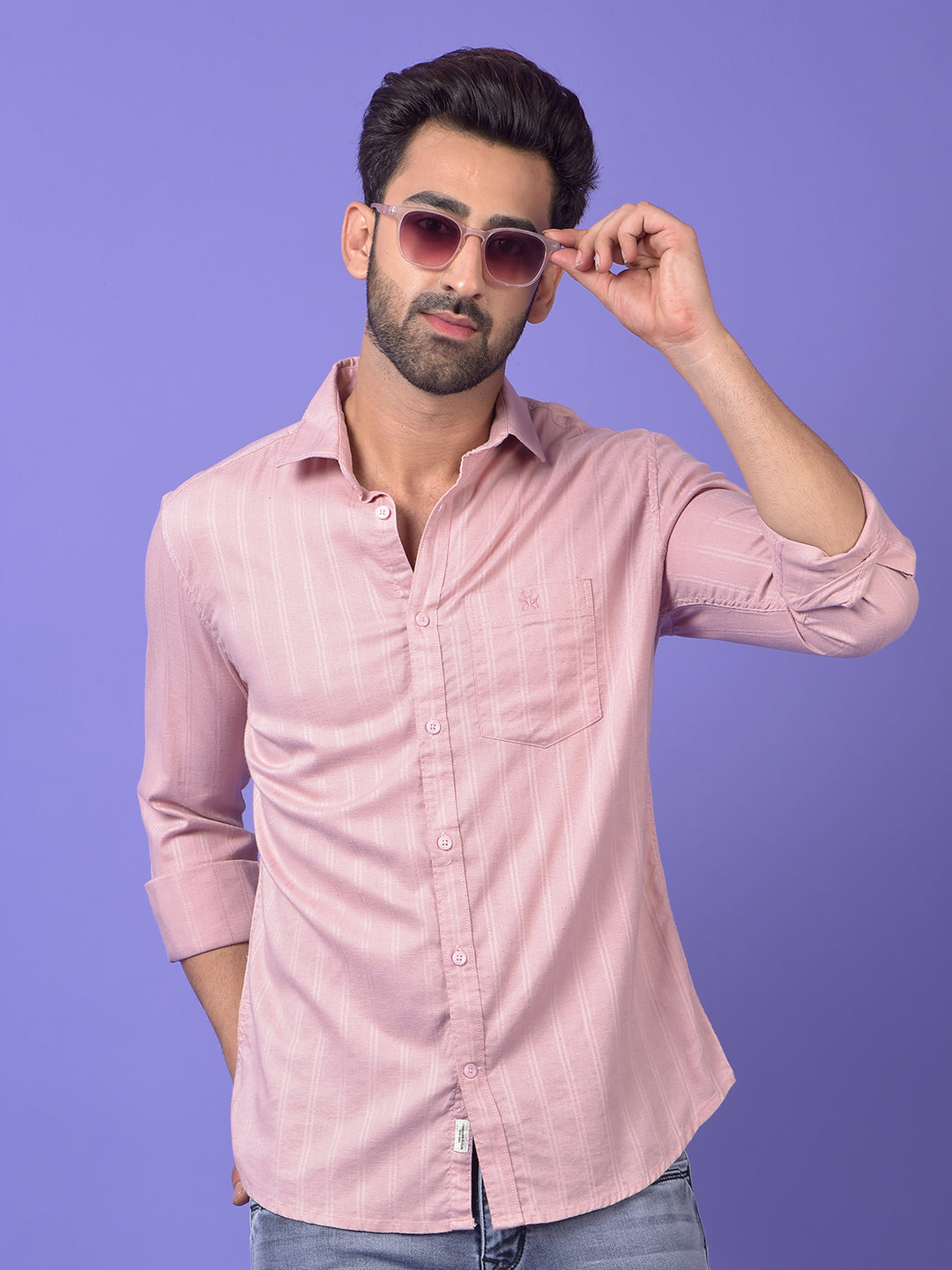 Pink Vertical Stripes Shirt