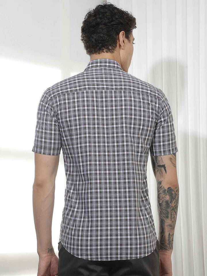 Grey Checked 100% Cotton Shirt