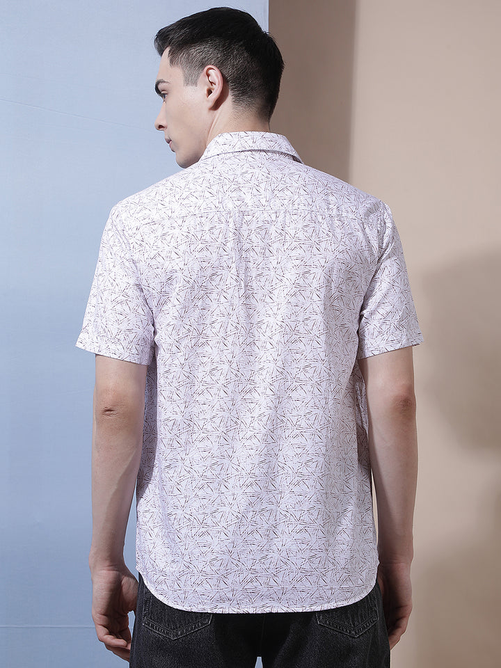 Purple Geometric Print 100% Cotton Shirt