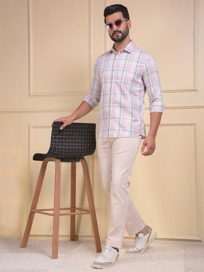 Pink Checked 100% Cotton Shirt