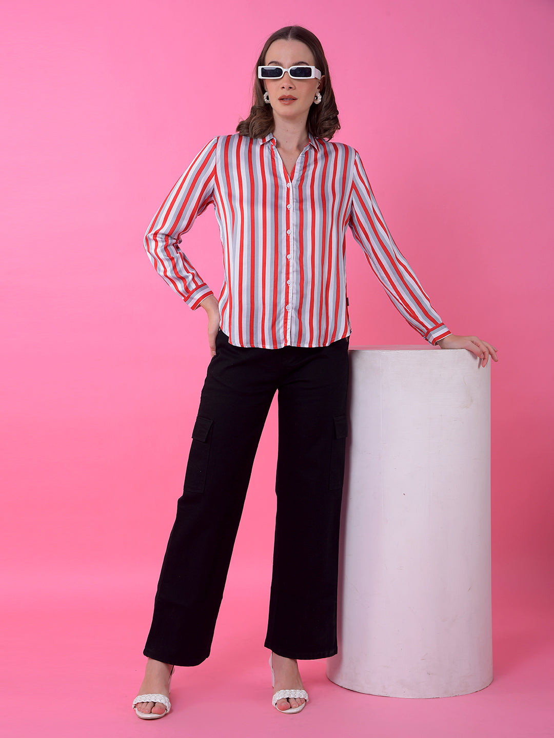 Red Vertical Stripes 100% Modal Shirt