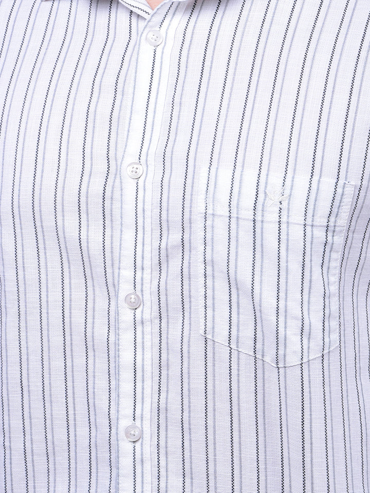 White Vertical Stripes 100% Cotton Shirt