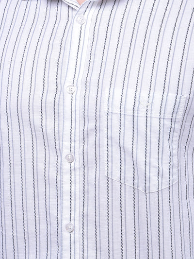 White Vertical Stripes 100% Cotton Shirt