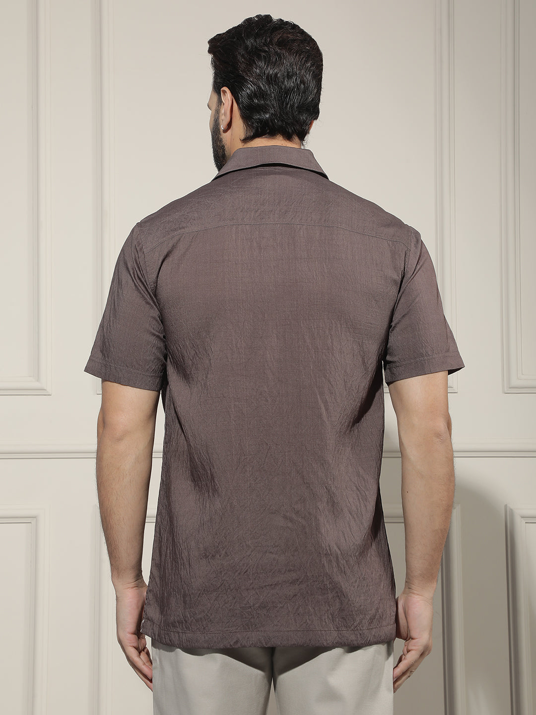 Refined Walnut Brown Printed Shirt