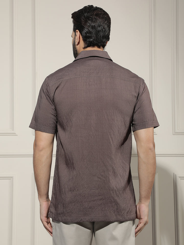 Refined Walnut Brown Printed Shirt