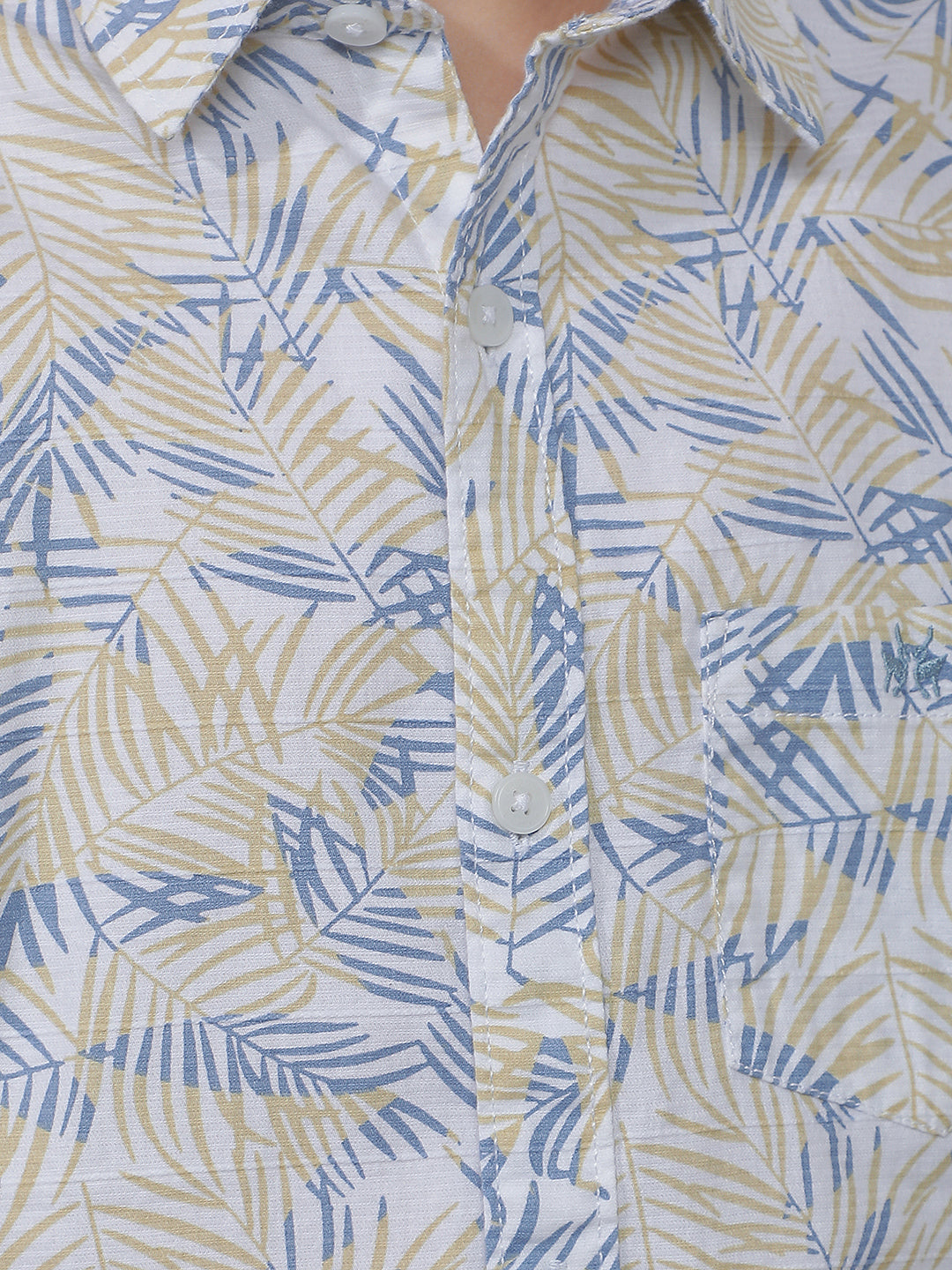 Blue Tropical Print 100% Cotton Shirt