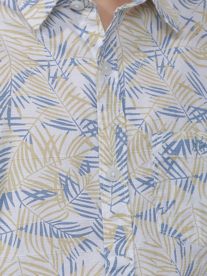 Blue Tropical Print 100% Cotton Shirt