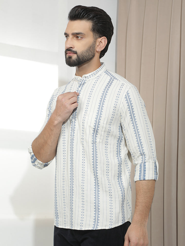 Blue Verical Stripes Shirt