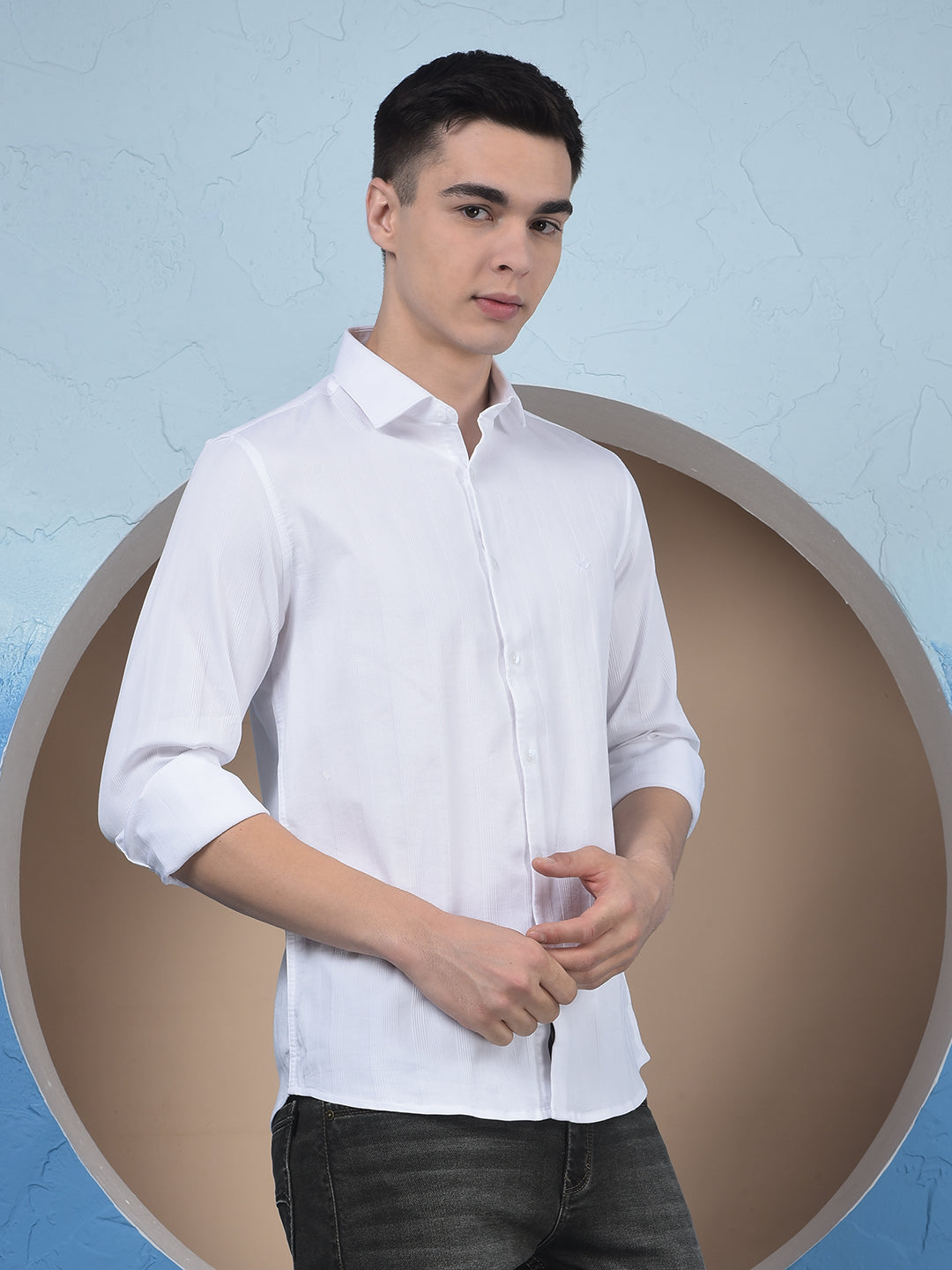 White Vertical Stripes Shirt