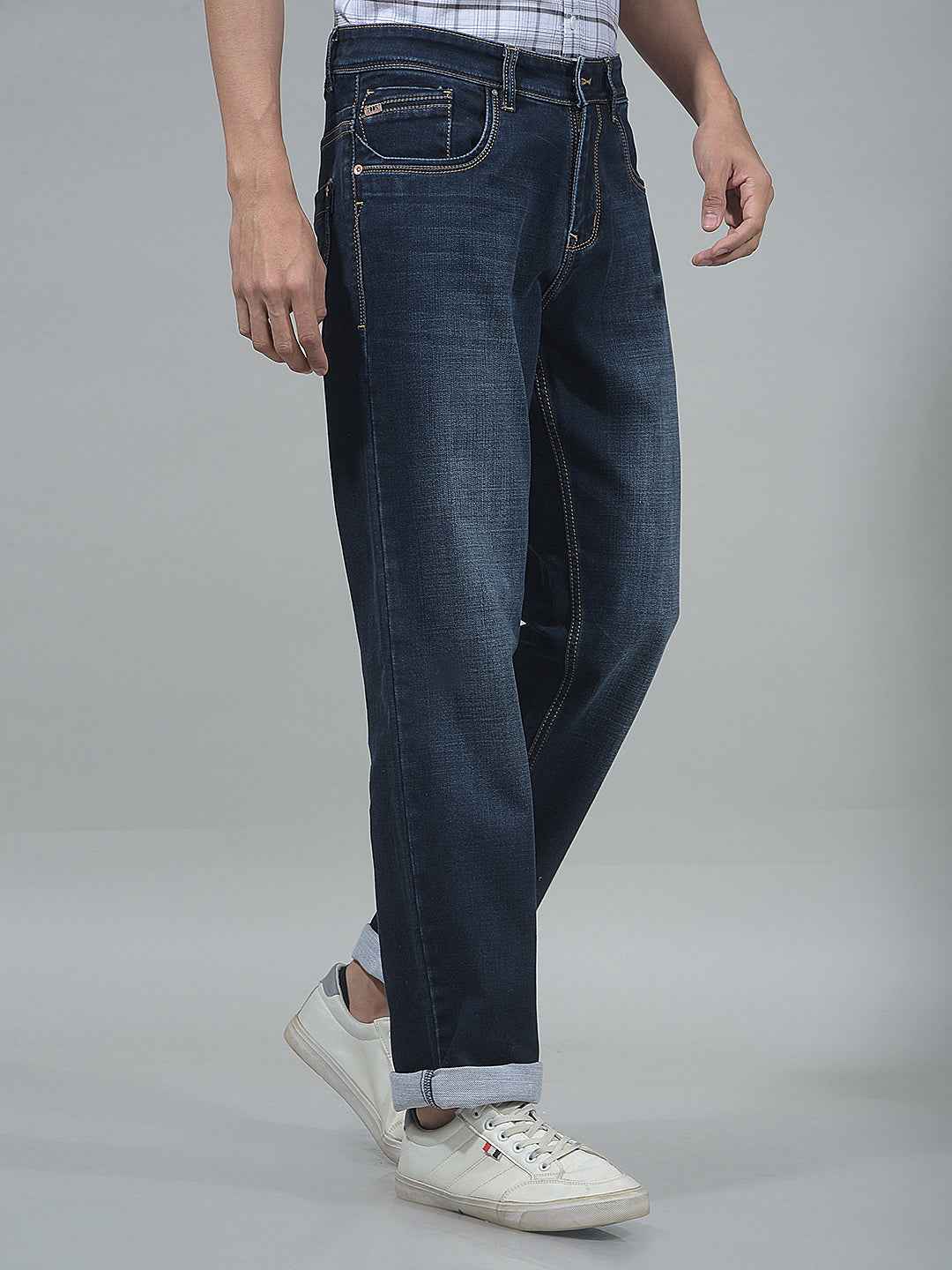 Navy Blue Straight Jeans