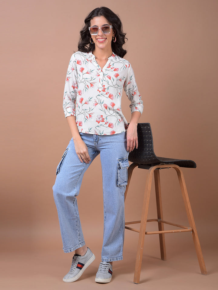 Blue Wide Leg 100% Cotton Cargo Jeans