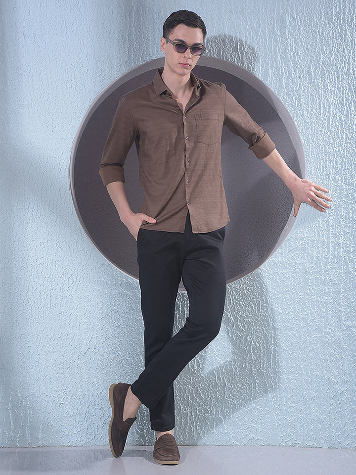 Rich Brown Jacquard Shirt