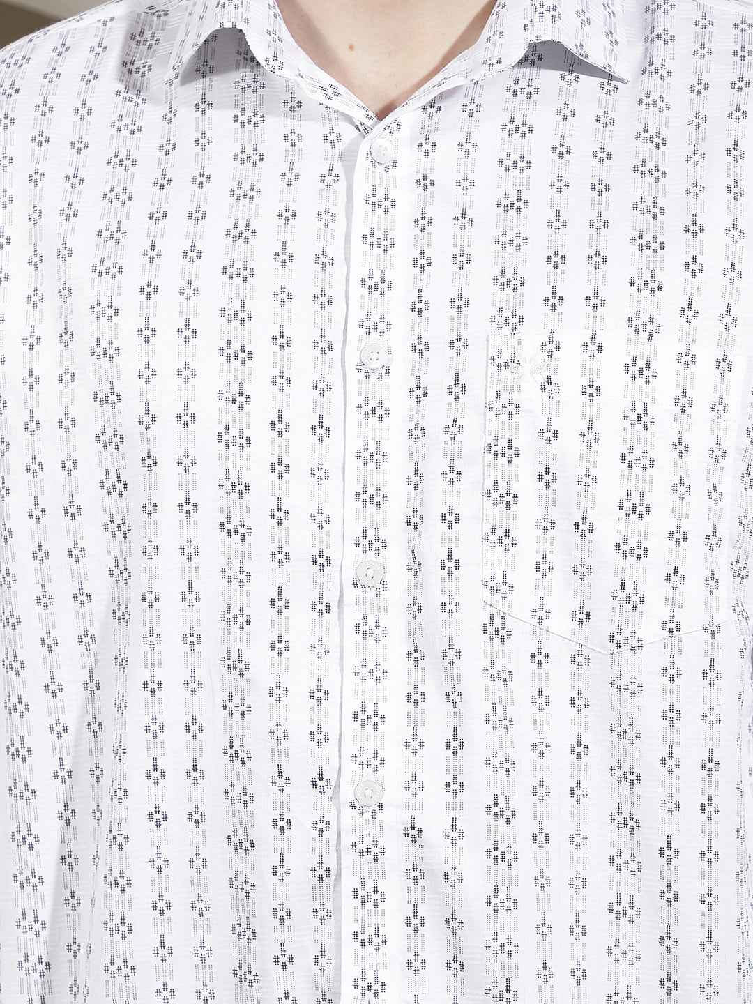 White Printed 100% Cotton Shirt