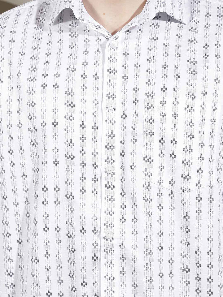 White Printed 100% Cotton Shirt