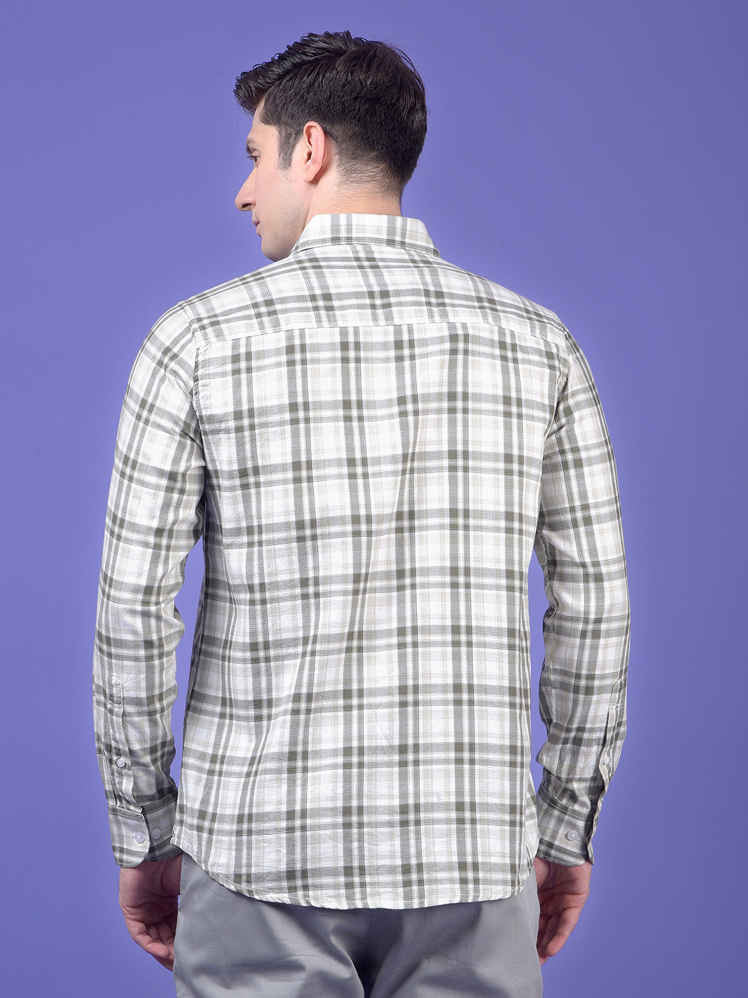 Olive Checked 100% Cotton Shirt