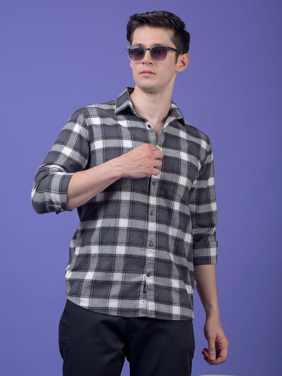 Grey Checked 100% Cotton Shirt