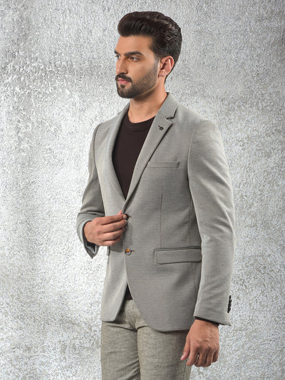 Brown Notched Lapel Single-Breasted Blazer