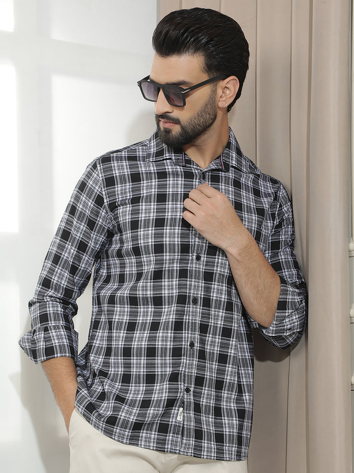 Black Checked 100% Cotton Shirt