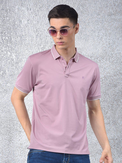 Peach Polo-Neck T-Shirt