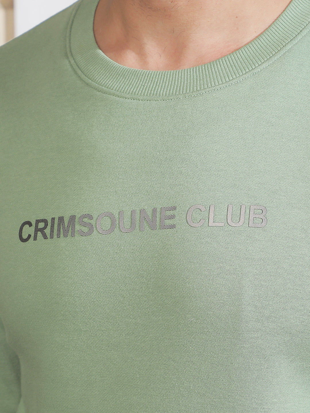 Green Typographic Print Round Neck Sweatshirt
